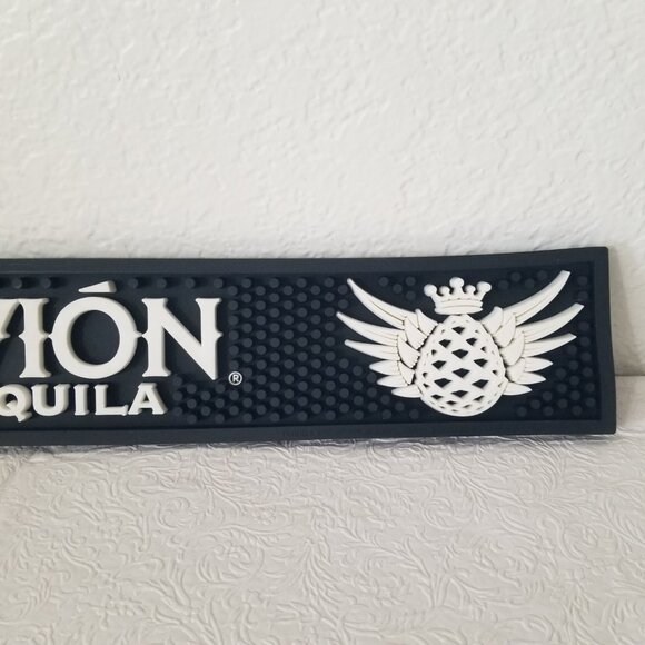 Avion Tequila Black White Rubber Spill Rail Bar Mat 21.25"x3.5" - Picture 3 of 8